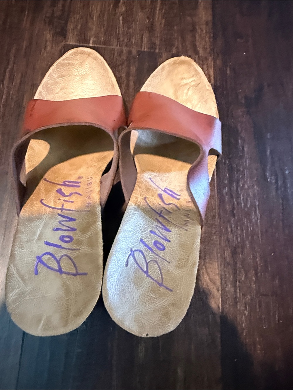 Blowfish Brown Leather Cork Wedge Slide Sandals - Picture 5 of 6